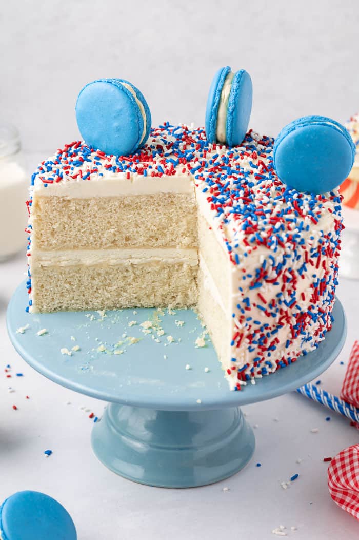 red white and blue cake