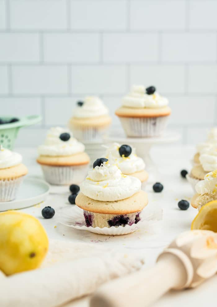 Coconut Cupcakes with Coconut and Blueberry Frosting