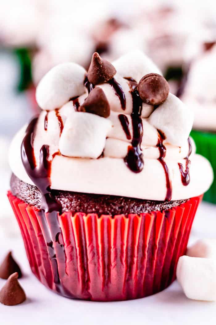 Hot Cocoa Chocolate Cupcakes