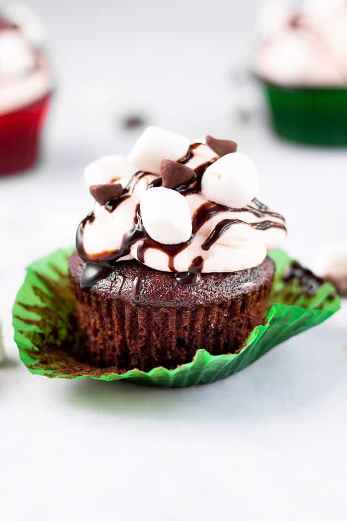 Hot Cocoa Chocolate Cupcakes