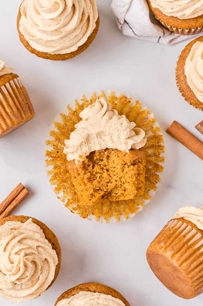 Pumpkin Spice Cupcakes with Brown Sugar Frosting