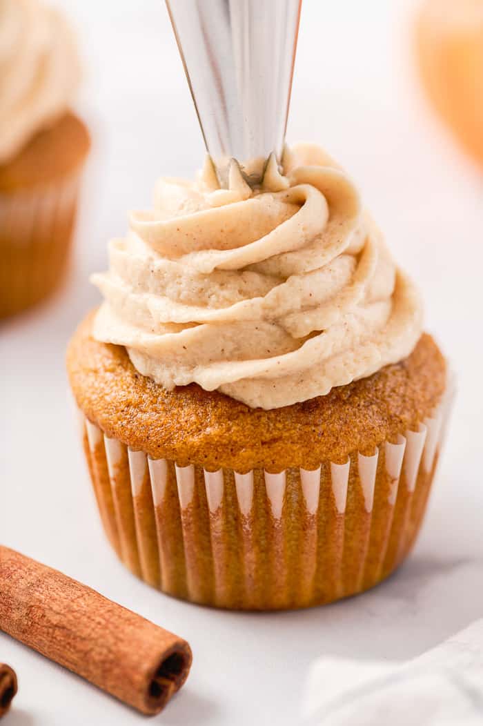 Pumpkin Spice Cupcakes with Brown Sugar Frosting