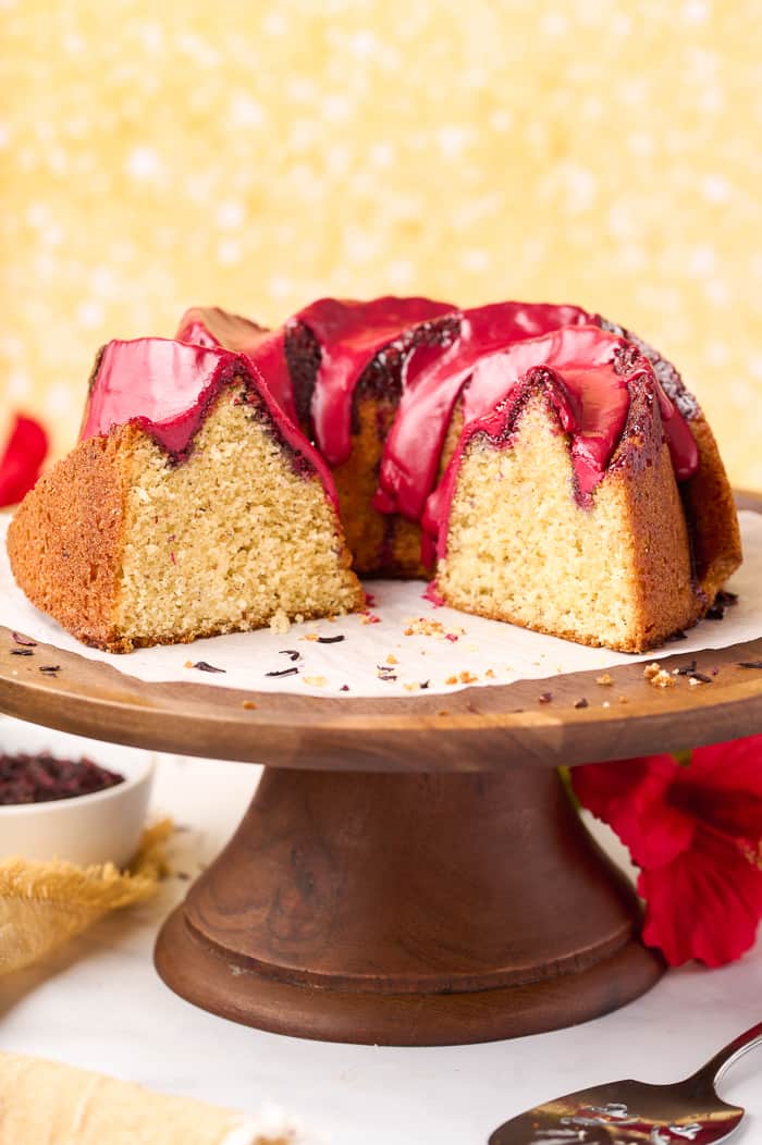 Fonio Pound Cake with Hibiscus Glaze