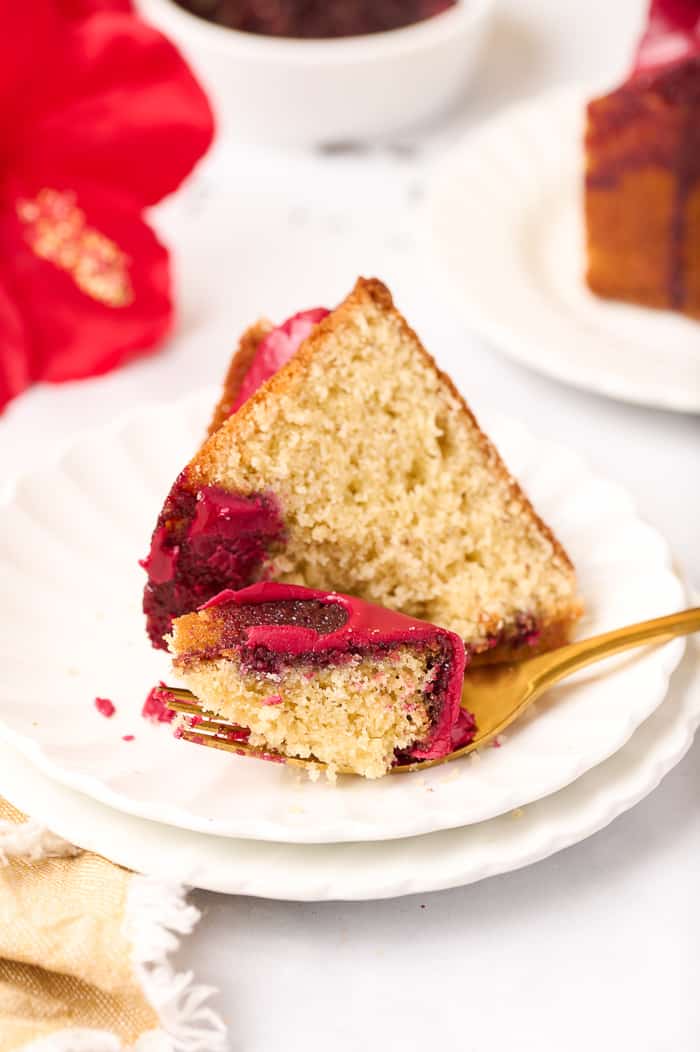 Fonio Pound Cake with Hibiscus Glaze