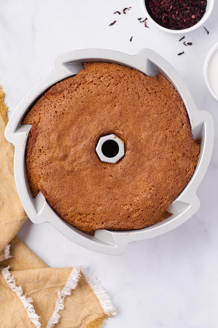 Fonio Pound Cake with Hibiscus Glaze