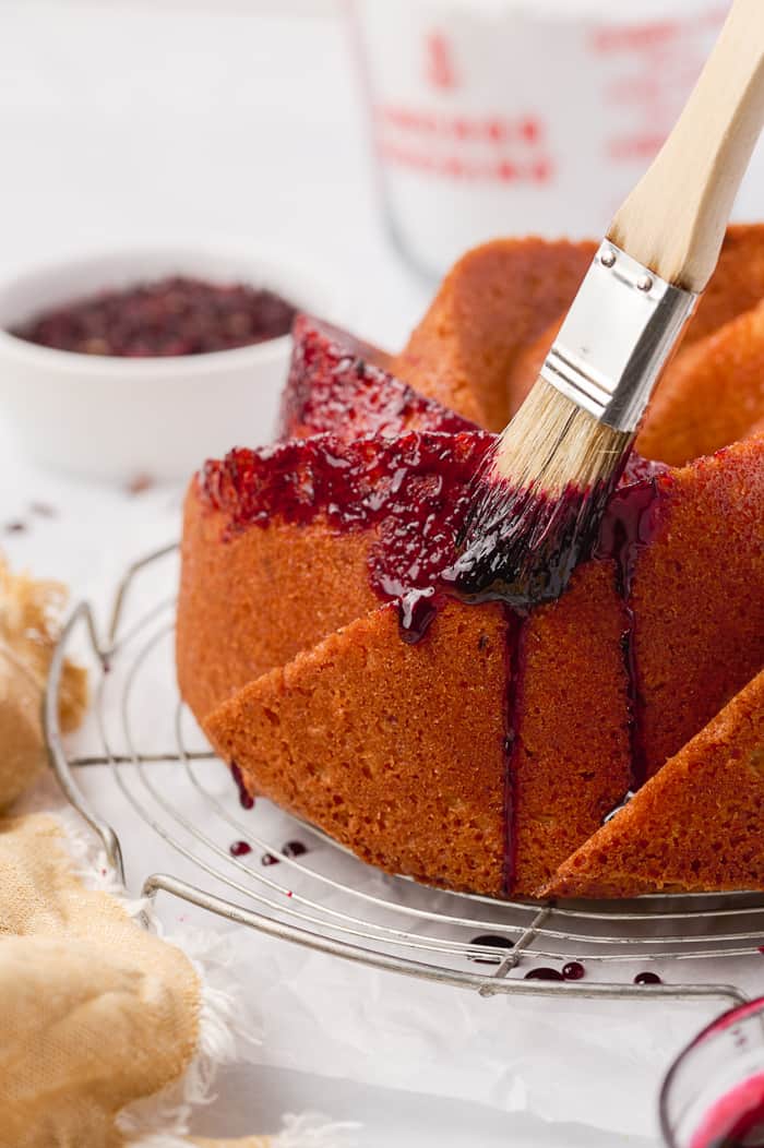 Fonio Pound Cake with Hibiscus Glaze