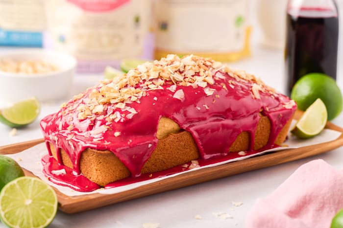 Coconut Loaf with Hibiscus Glaze