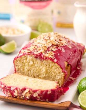 Coconut Loaf with Hibiscus Glaze