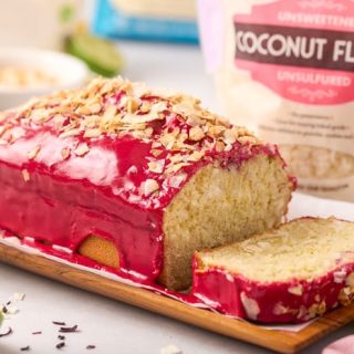 Coconut Loaf with Hibiscus Glaze