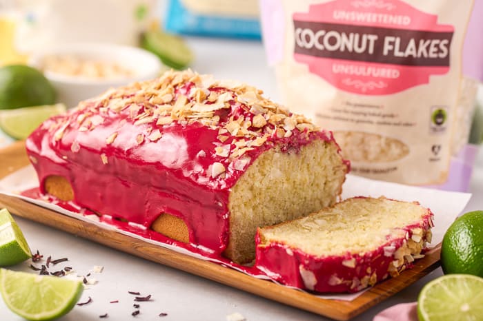 Coconut Loaf with Hibiscus Glaze