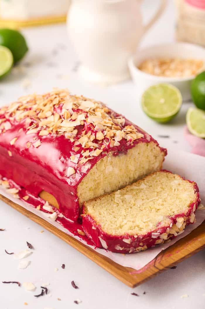 Coconut Loaf with Hibiscus Glaze