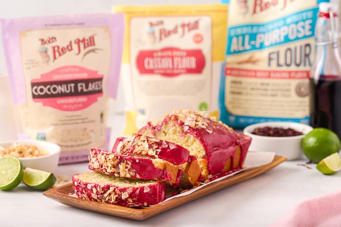 Coconut Loaf with Hibiscus Glaze