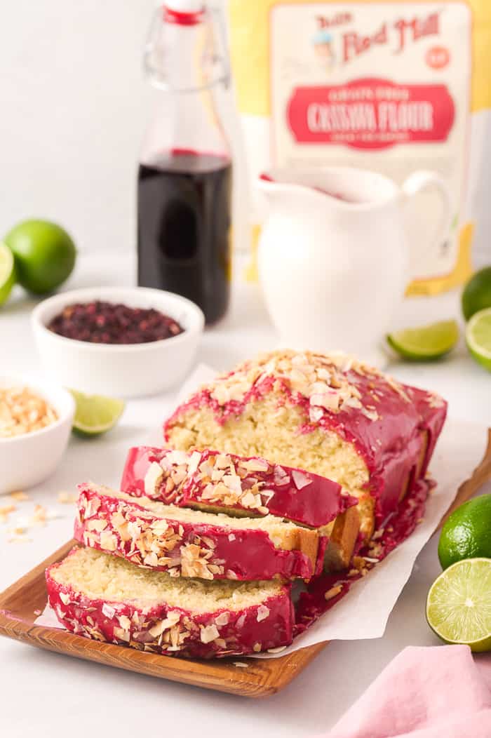 Coconut Loaf with Hibiscus Glaze