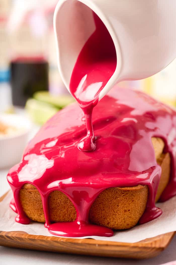 Coconut Loaf with Hibiscus Glaze