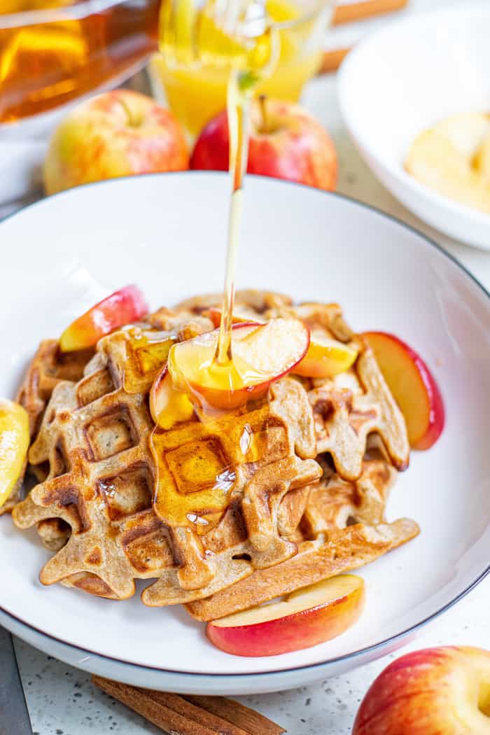 Mini Waffles with Cinnamon Apple Topping