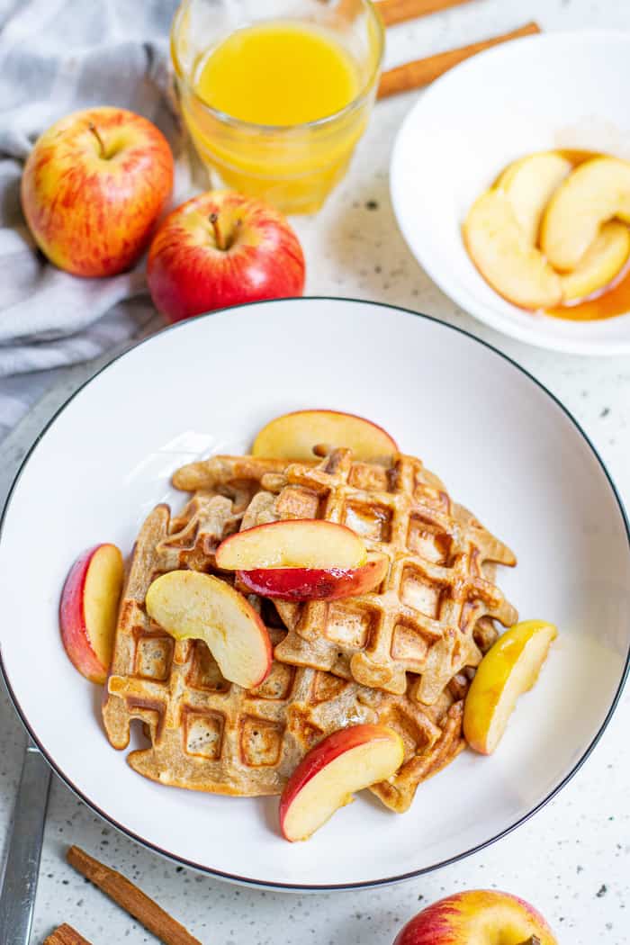 Mini Waffles with Cinnamon Apple Topping