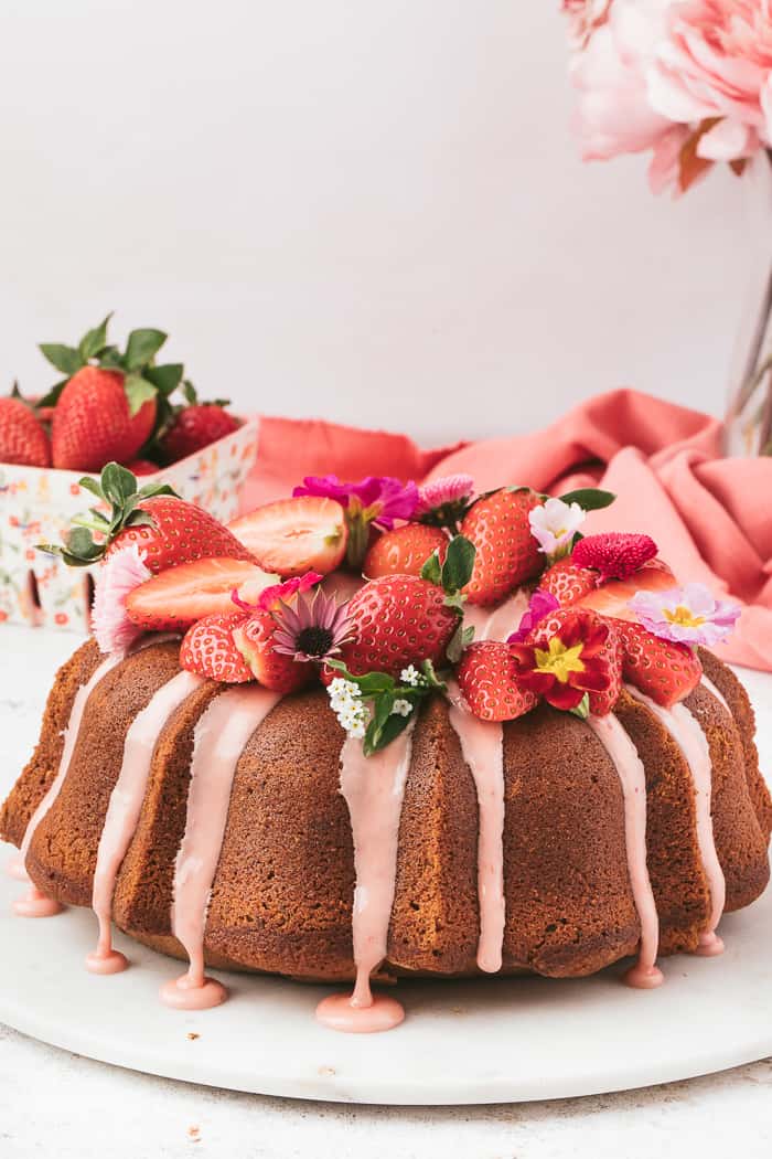 Strawberry Lemonade Bundt Cake | Say Grace