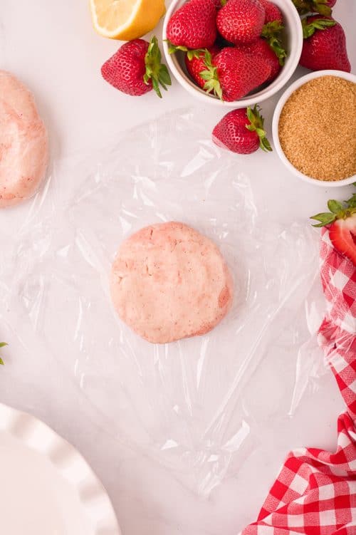 Homemade Strawberry Pie dough in a ball.