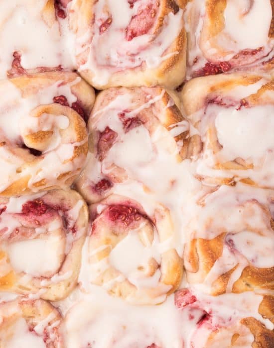 Raspberry Sweet Rolls with Lemon Glaze