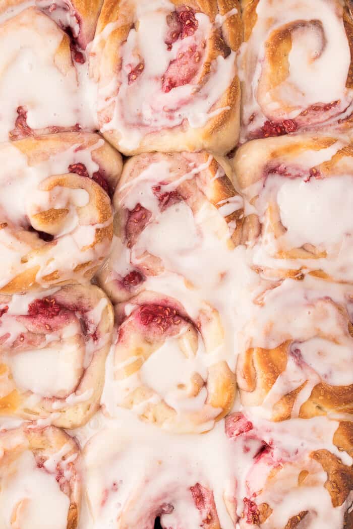 Raspberry Sweet Rolls with Lemon Glaze