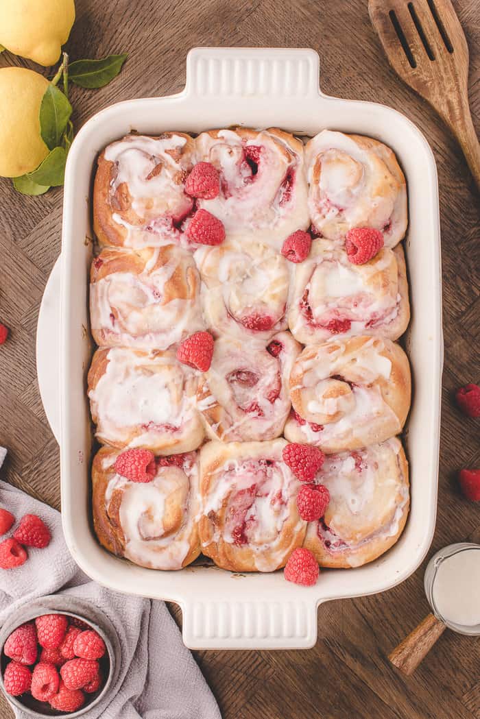 Raspberry Sweet Rolls with Lemon Glaze