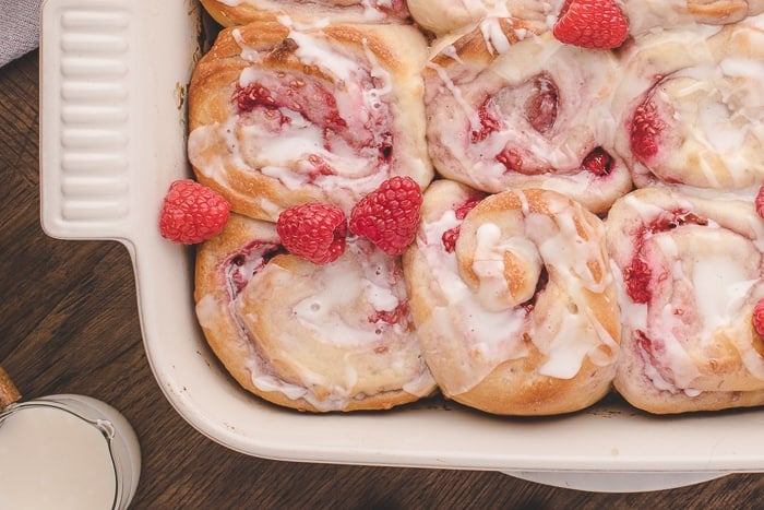 Raspberry Sweet Rolls with Lemon Glaze