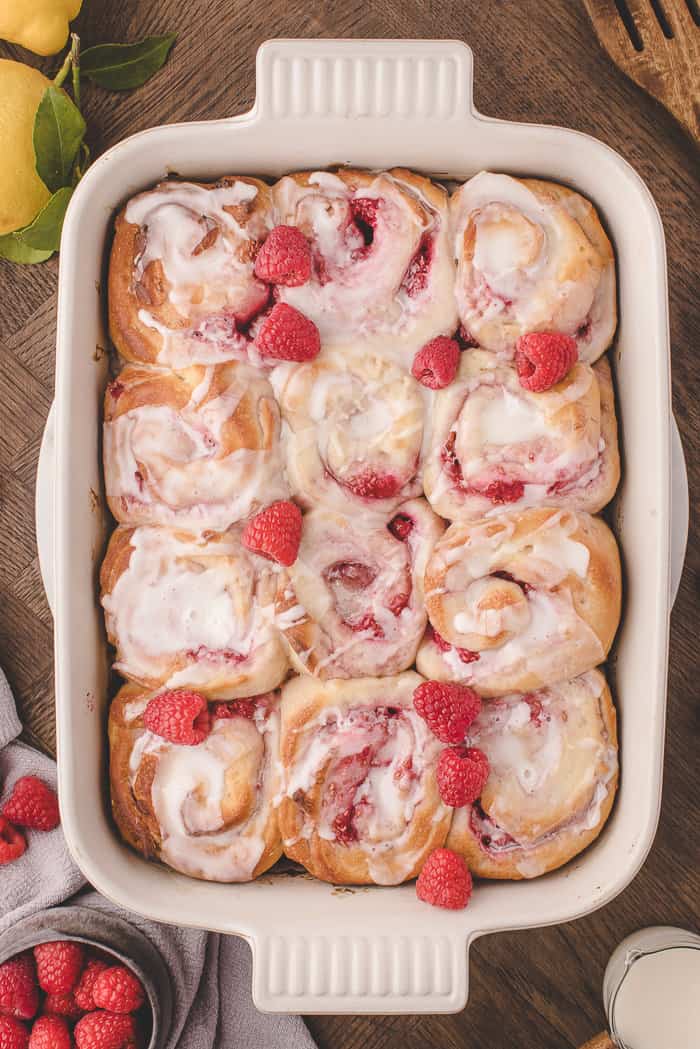 Raspberry Sweet Rolls with Lemon Glaze