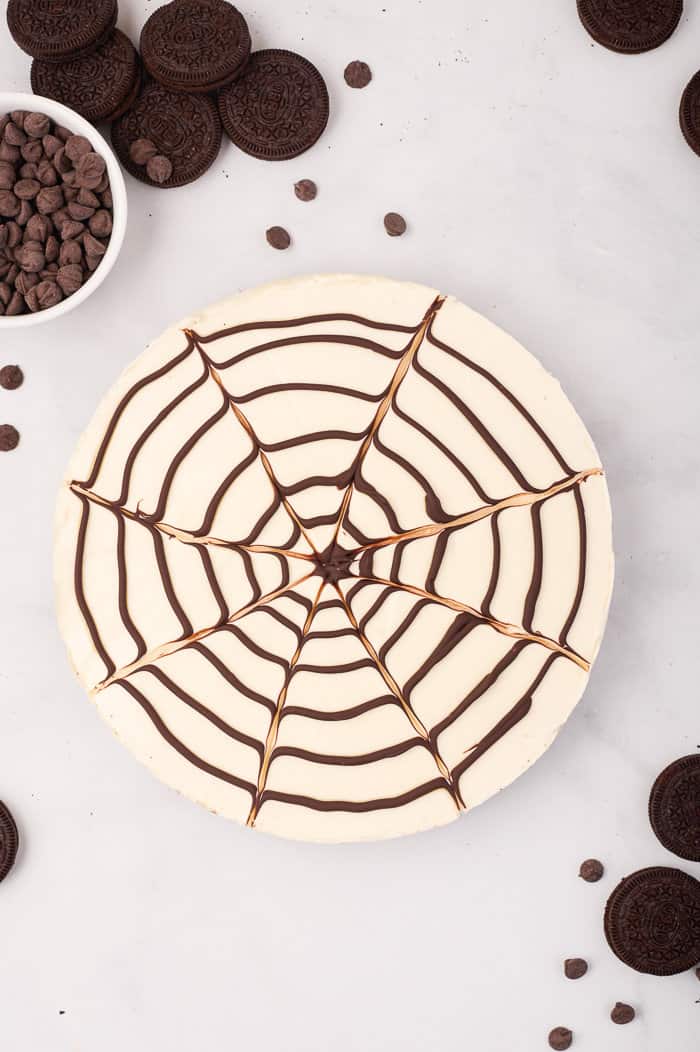 No-bake spider web cheesecake