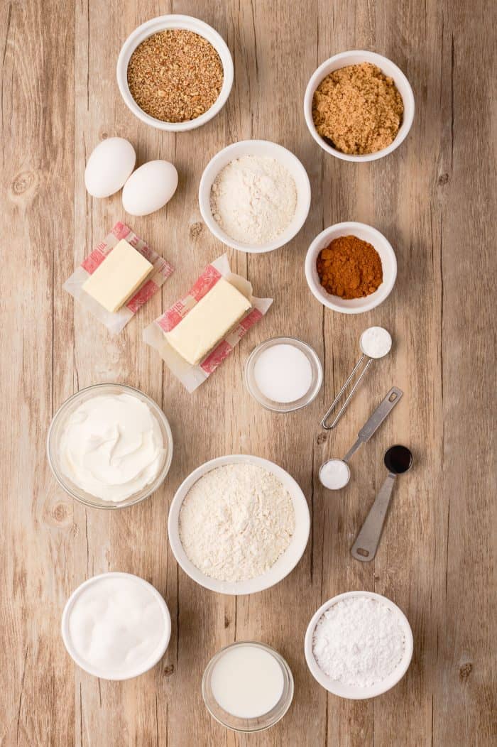Sour cream coffee cake ingredients.