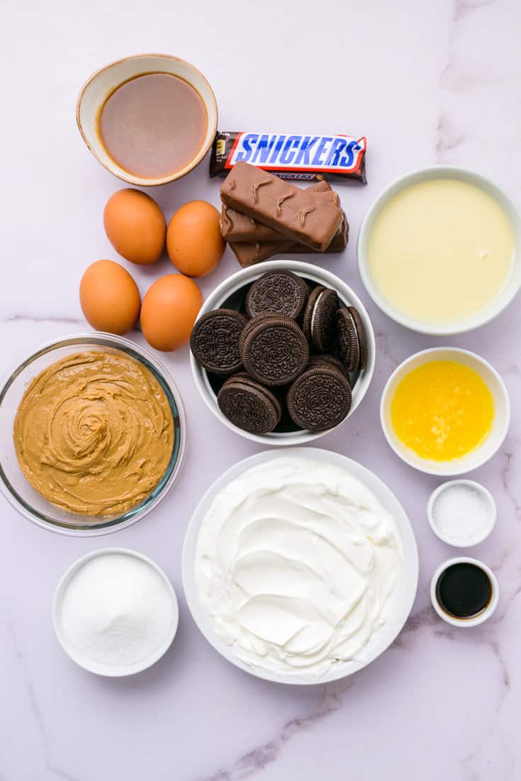 Peanut Butter Snickers Cheesecake ingredients