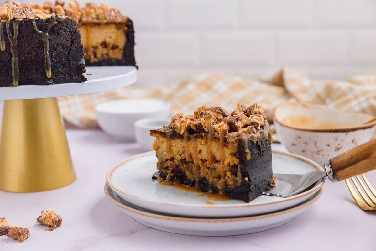 Peanut butter snickers cheesecake