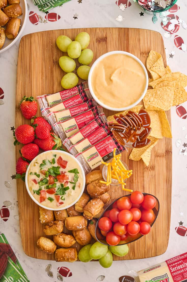 Showing how to assemble a game day charcuterie board. 