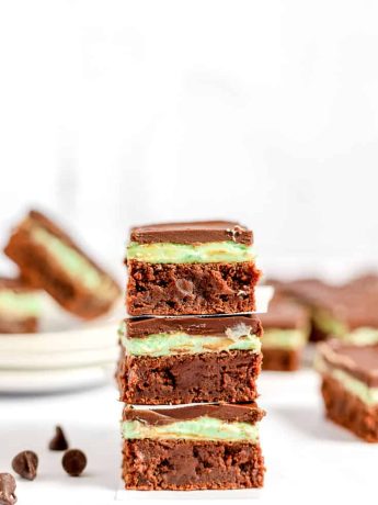 Grasshopper Brownies stacked.