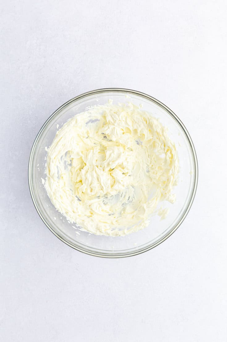 Cream cheese in a bowl.