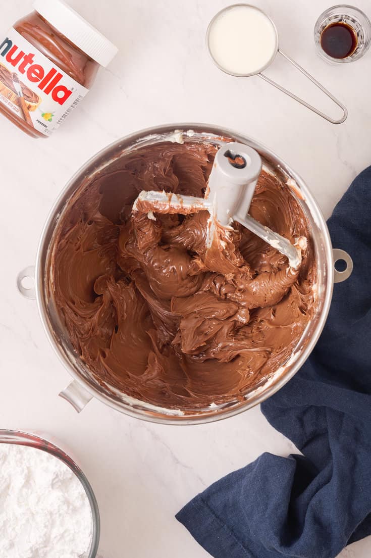 Making the Nutella buttercream frosting.