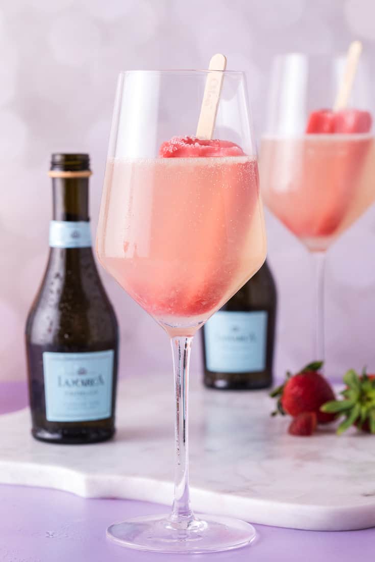 Strawberry popsicle prosecco drink