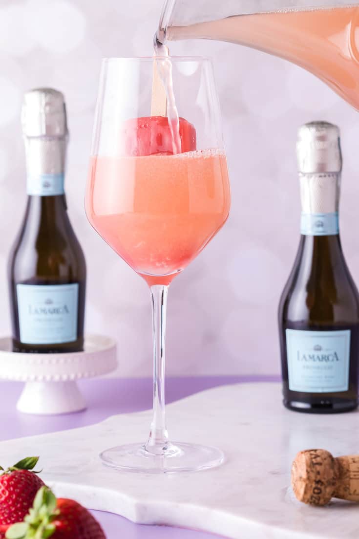 Strawberry popsicle prosecco drink