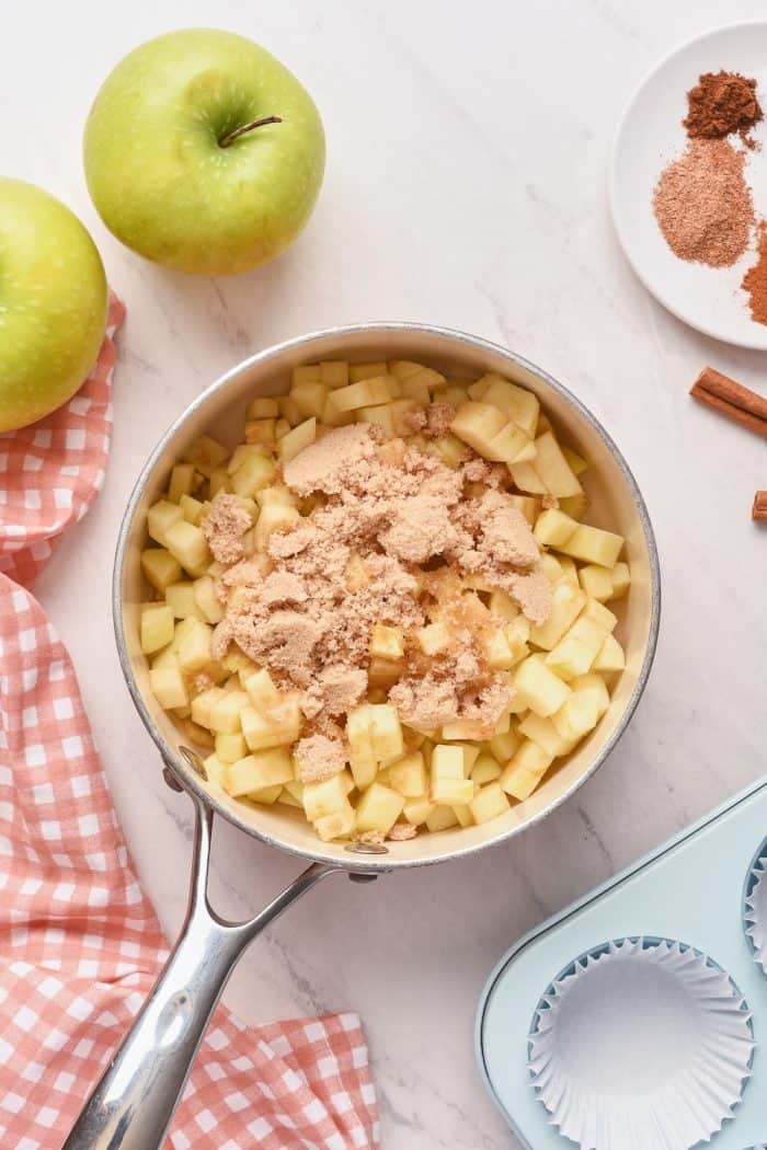 Diced apples with brown sugar.