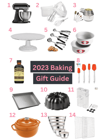 An image with 14 gifts that are perfect for bakers.