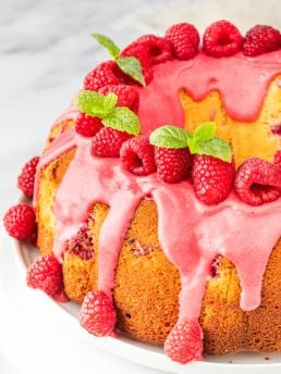 A lemon raspberry bundt cake