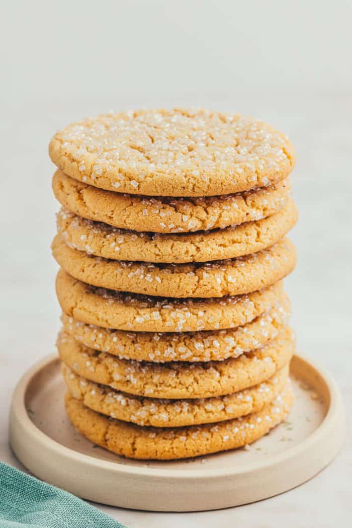 A stack of browned butter sugar cookies.