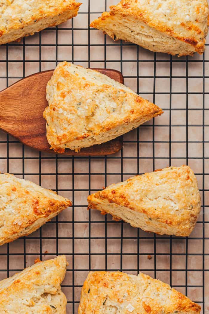 The scones cooling on a cooling rack.