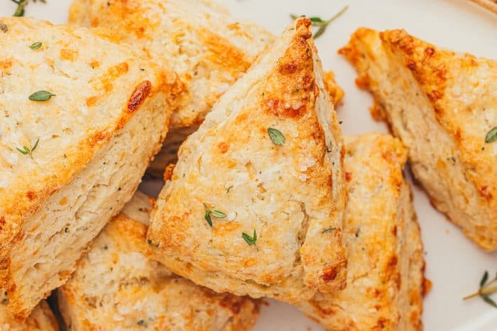 Gruyère and Thyme Scones tossed together.