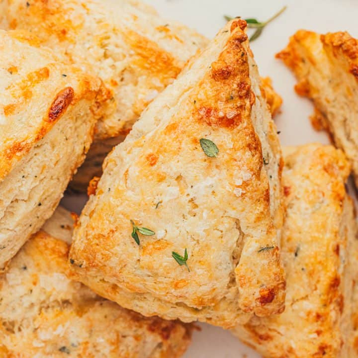 Gruyère and Thyme Scones tossed together.