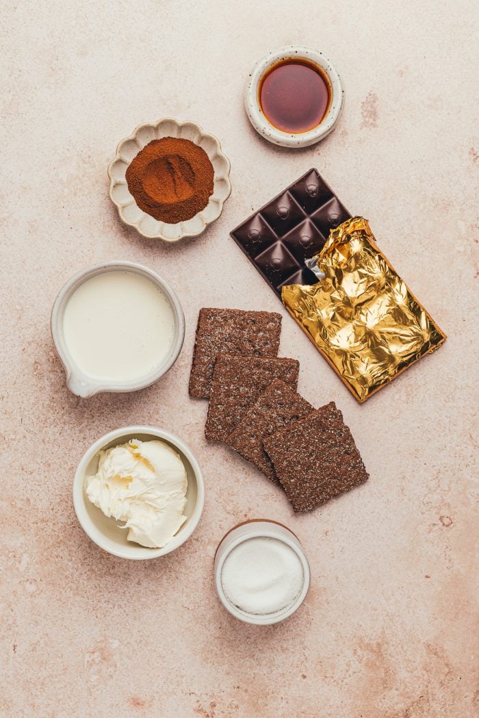The ingredients needed to make a chocolate espresso icebox cake.
