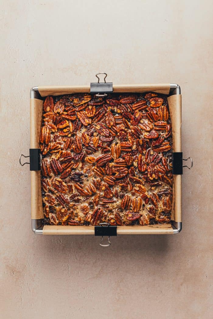 The baked pecan pie brownies.