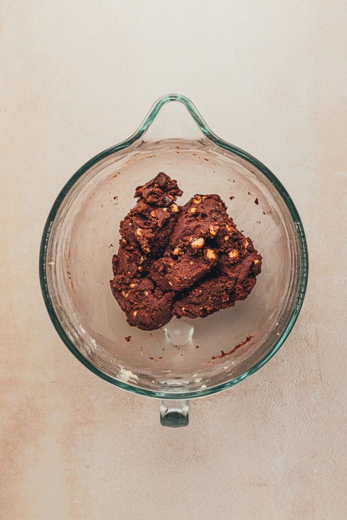 Raw chocolate hazelnut espresso shortbread cookie dough.