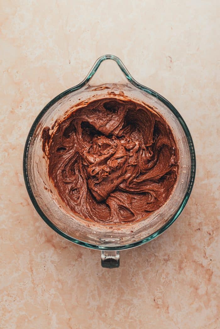 The chocolate Whoopie pie batter mixed together.