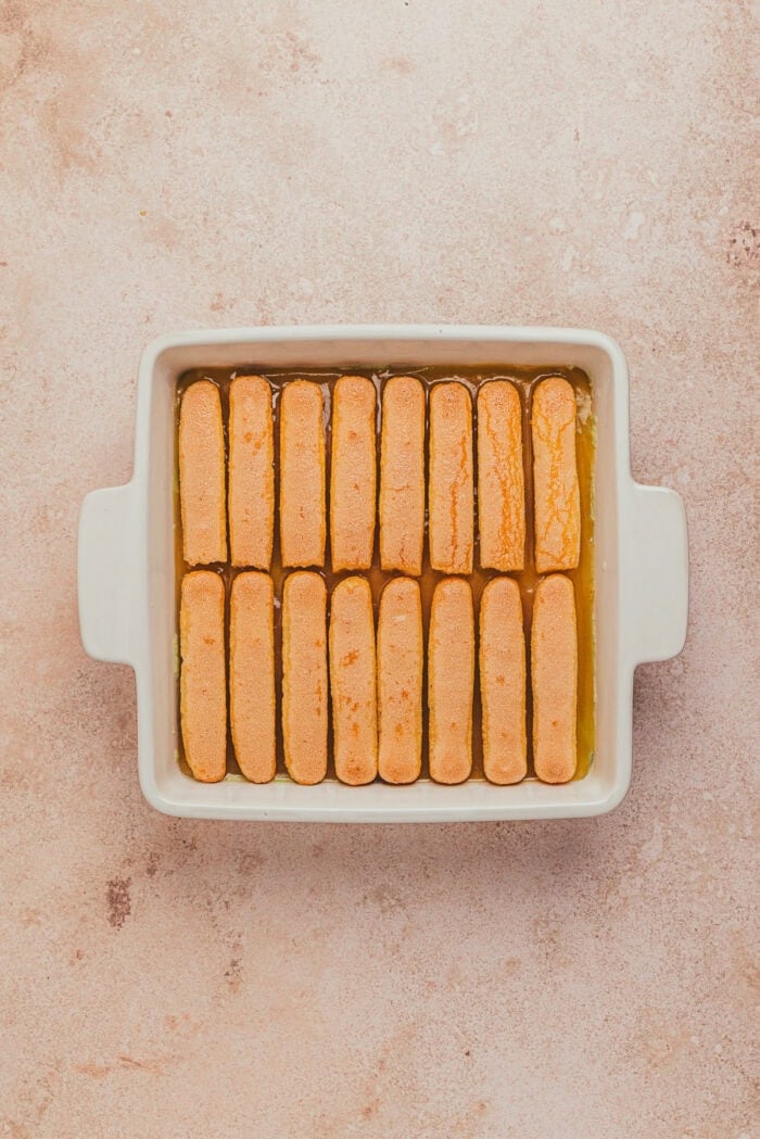  the second layer of the lemon pistachio tiramisu.