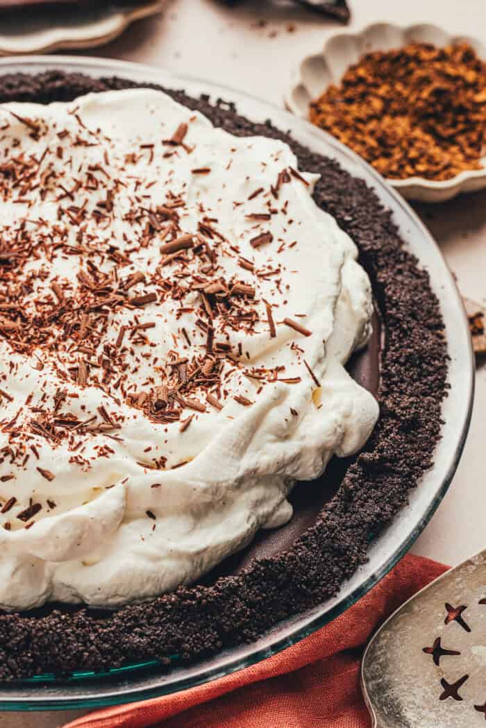 A whole no bake chocolate espresso pie.